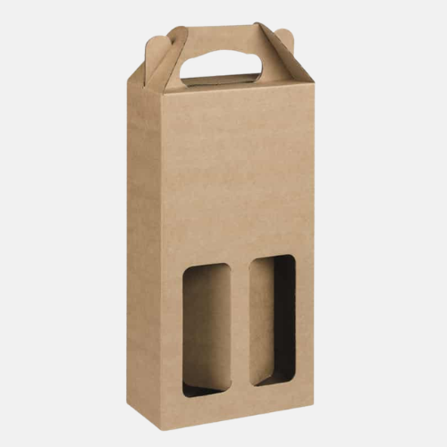 Brown Craft 2 Bottle Window Wine Box Brown Craft 2 Bottle Window Wine Box
