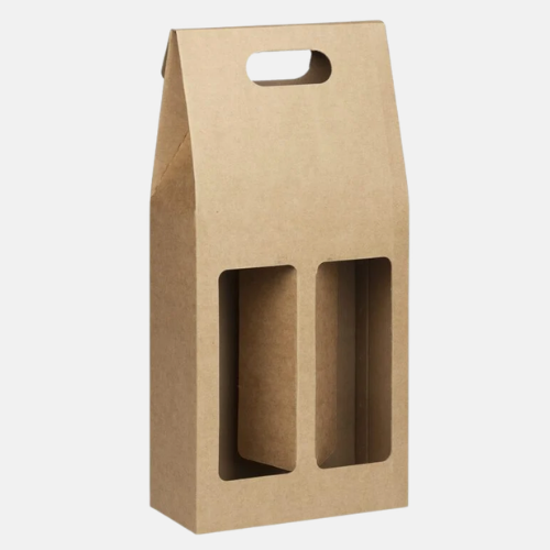 Brown Craft 2 Bottle Window Wine Carrypak Brown Craft 2 Bottle Window Wine Carrypak