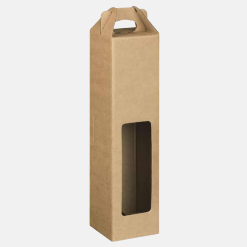 Brown Craft Single Bottle Window Wine Box Brown Craft Single Bottle Window Wine Box